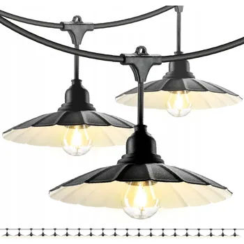 Napájecí kabel SADA CRETE Zahradní girlanda 20 m + kabel 5 m + 20x stínidlo černé M1