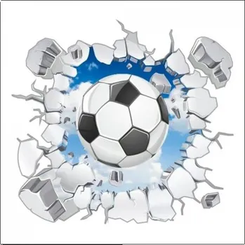 Fototapeta 3D Samolepka Díra Míč Zeď Dekorace pro mládež Fotbal Sport 120x12