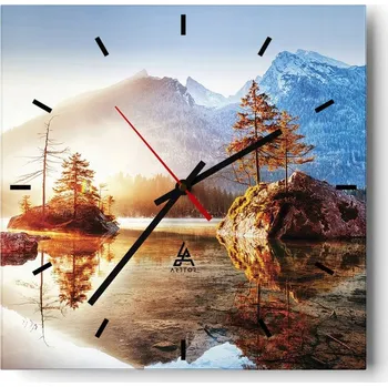 Hodiny Velké nástěnné hodiny 40x40 Krajina Skleněné hodiny Tiché