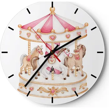 Hodiny Velké nástěnné hodiny 40x40 Karusel Skleněné hodiny Kulatý Tiché