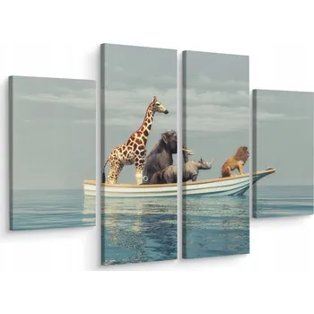 Obraz Čtyřdílný obraz ZVÍŘATA Loď Moře 3D 80x60