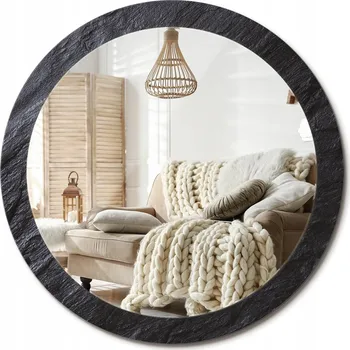 Zrcadlo Kulaté nástěnné dekorativní zrcadlo v skleněném rámu Černý kámen průměr 90 cm