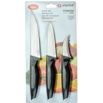 Kuchyňský nůž Sada nožů na jablka a ovoce pro snadné krájení a loupání - set 3ks (zn. Alpina)