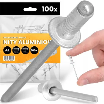 Nýt 100x TRHACÍ NÝTY 4,8x10 mm HLINÍKOVÉ Ocelové Pozinkované NEREZOVÉ Nýt