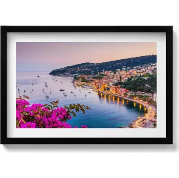 Obraz Ozdobný nástěnný obraz v černém rámu Azurové pobřeží přímořské 60x40 cm