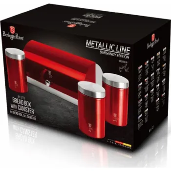 Dóza na potraviny Chlebník a sada dóz na potraviny 4 ks Burgundy Metallic Line BH-6729