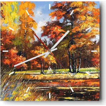 Hodiny Velké nástěnné hodiny 40x40 Krajina Skleněné hodiny Tiché