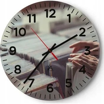 Hodiny Nástěnné hodiny do obýváku 40x40 Hudební motiv, skleněné, tiché, loft styl