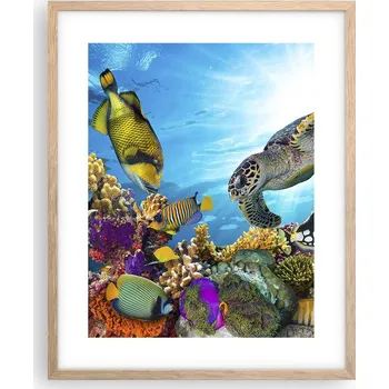 Obraz Obraz plakát na zeď v rámu světlý dub 40x50 útes moře plakáty do obývacího pokoje