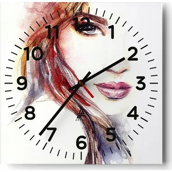 Hodiny Kuchyňské nástěnné hodiny 30x30 Žena Skleněné hodiny do obýváku Moderní Tiché