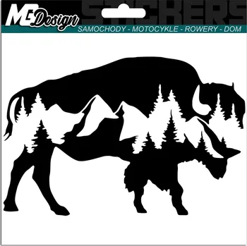Samolepicí dekorace na vozidlo NÁLEPKA na auto ŽUBR BUFFALO LES HORY 10x15