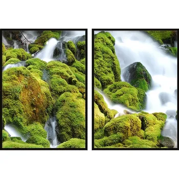 Obraz OBRAZ PLAKÁTY V RÁMU 53x73cm Dyptych Sada 2 obrazů Hory Vodopád P788