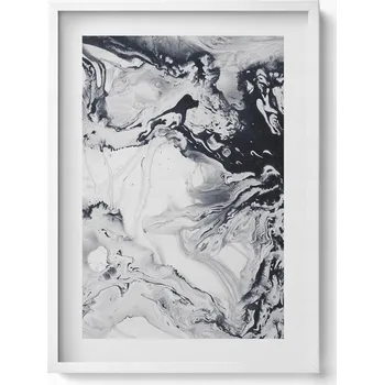 Obraz Dekorativní nástěnný obraz v bílém rámu do pokoje Abstrakce tuš 50x70 cm