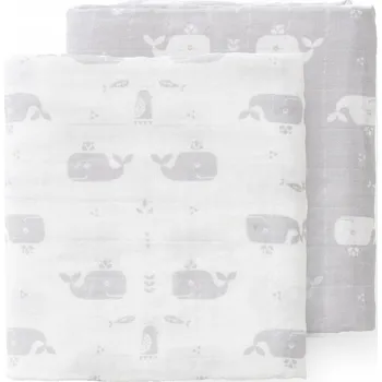 Prostěradlo Fresk Mušelínové pleny sada 2 ks 120 x 120 cm Velryba Dawn grey