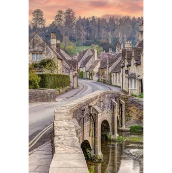 Obraz Plakát Domy a kamenný most bez rámu 20 x 30 cm