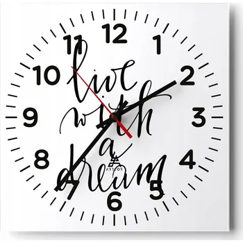 Hodiny Nástěnné hodiny do obýváku 40x40 Typografie Tiché Skleněné hodiny Bez hlučnosti