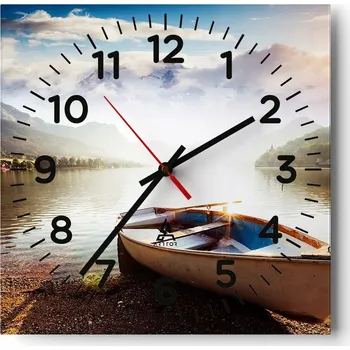 Hodiny Kuchyňské nástěnné hodiny 30x30 Krajina Skleněné hodiny do obýváku Moderní Tiché