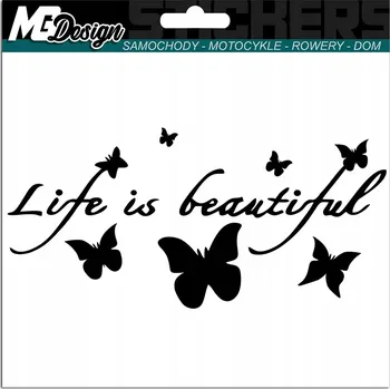 Samolepicí dekorace na vozidlo NÁLEPKA na auto LIFE IS BEAUTIFUL MOTÝL BUTTERFLY