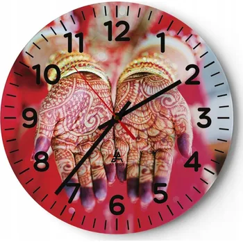 Hodiny Nástěnné hodiny do obýváku 40x40 Žena Kulatý Skleněné hodiny Loft Tiché