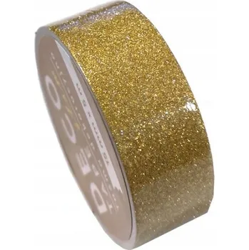 Lepicí páska Dekorační páska Interdruk Glam 15 mm x 5 m zlaté hvězdičky