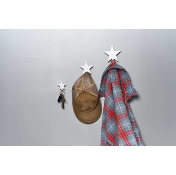 Věšák Hvězdičky #1 - BÍLÝ Věšák na klíče / věšák na oblečení, 3 ks