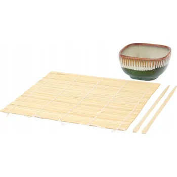 Sada na servírování sushi Bambusová podložka Hůlky Miska Porcelán Earth