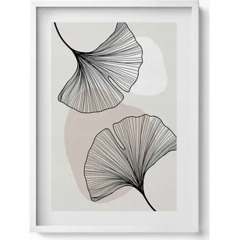 Obraz Obraz dekorace na zeď Lineární listy jinanu v boho stylu 50x70 cm