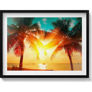 Obraz Obraz nástěnná dekorace Prázdninový výhled - palmy při západu slunce 80x60 cm