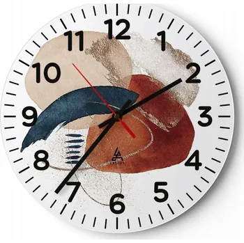 Hodiny Nástěnné hodiny do obýváku 40x40 Abstrakce Kulatý Skleněné hodiny Loft Tiché