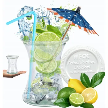 Sklenice Zavařovací Sklenice Weck 370 ml na nápoje DELI, žáruvzdorné plastové víko 1 Ks TRVANLIVÉ