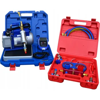 Klimatizace SADA PRO PLNĚNÍ KLIMATIZACE MOBILNÍ VÁHA ČERPADLO MANOMETRY