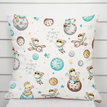 Povlak na dekorativní polštářek Dětský bavlněný povlak na polštář Sandra SA-561 Malý princ na bílém 50 x 60 cm