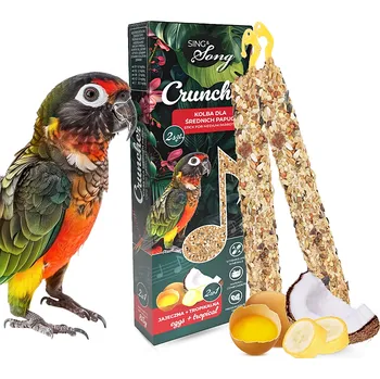 Krmivo pro ptáka UNIQ pets tyčka Sing & Song pro střední papoušky - 2v1 vejce + tropické ovoce