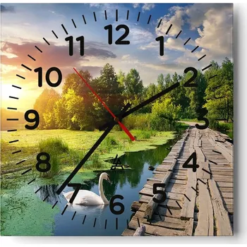 Hodiny Nástěnné hodiny do obýváku 40x40 Krajina Bezhluczne Skleněné hodiny Tiché