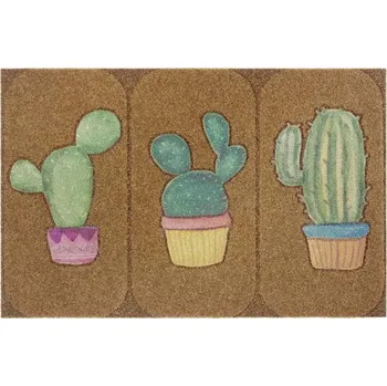 Rohožka Hrubá kokosová rohožka, vstupní rohož na gumě, Kaktusy 45x70cm