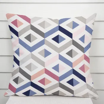 Povlak na dekorativní polštářek Bavlněný povlak na polštář Sandra SA-573 Modro-růžovo-šedé kosočtverce 35 x 45 cm