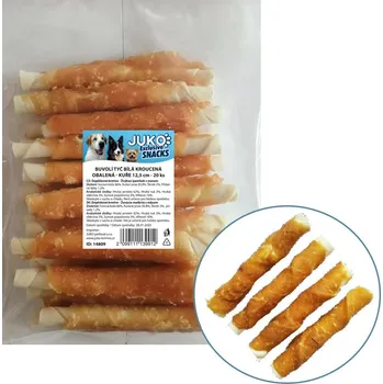 Pamlsek pro psa Tyč buvolí bílá obalená kuřecím masem JUKO Snacks 12,5 cm (20 ks)