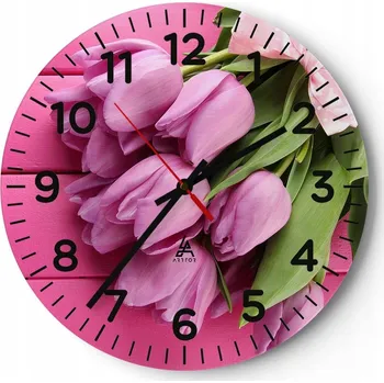 Hodiny Kuchyňské nástěnné hodiny 30x30 Květiny Moderní skleněné hodiny do obýváku Tiché