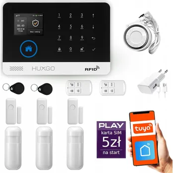 Sada domovního alarmu Bezdrátový alarm GSM + WiFi s aplikací TUYA, sada, HUXGO HXA003