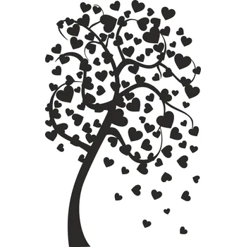 Obraz Samolepka na stěnu Drukant strom srdce 112x70cm černá