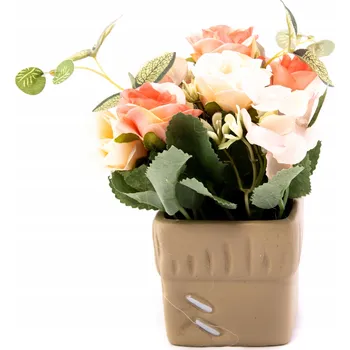 umělá květina Růže Umělý Květ v Květináči 15 cm Různé Barvy