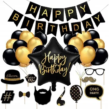 Balónek HAPPY sada dekorací k NAROZENINÁM balónky FOTO