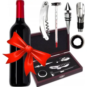 Otvírák Sada na víno vývrtka zátka teploměr OLDMAN v kazetě 5 ks. dárek