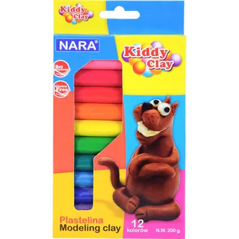 Modelovací hmota MARKOVÁ BEZLEPKOVÁ PLASTELÍNA BEZ LEPKU 12 BAREV NARA KIDDY CLAY 200 g
