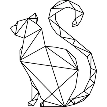 Samolepící dekorace Samolepka na zeď Drukant W-G019K_50 geometrická kočka černá 41x50 cm