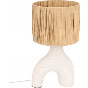 Lampička KERAMICKÁ STOLNÍ LAMPA HNĚDÁ S PAPÍROVÝM STÍNIDLEM, VÝŠKA 47 cm