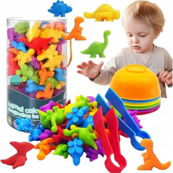 Dřevěná hračka SADA PRO VÝUKU POČÍTÁNÍ A BAREV Montessori vzdělávací hra FIGURKY V TUBĚ