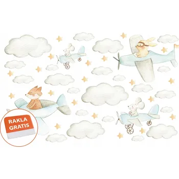 Samolepící dekorace Naklejka na ścianę dla dzieci samoloty a mráčky