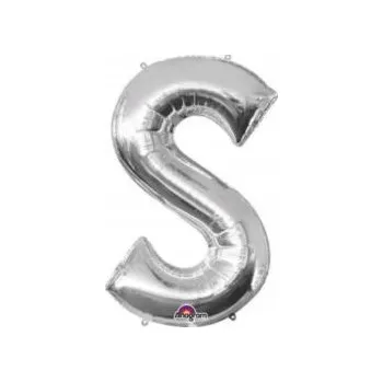 Balónek Fóliový balónek písmeno S stříbrné 33 cm