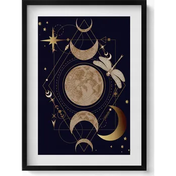 Obraz Nástěnný obraz v černém rámu Magická kompozice vesmíru a vážky 50x70 cm